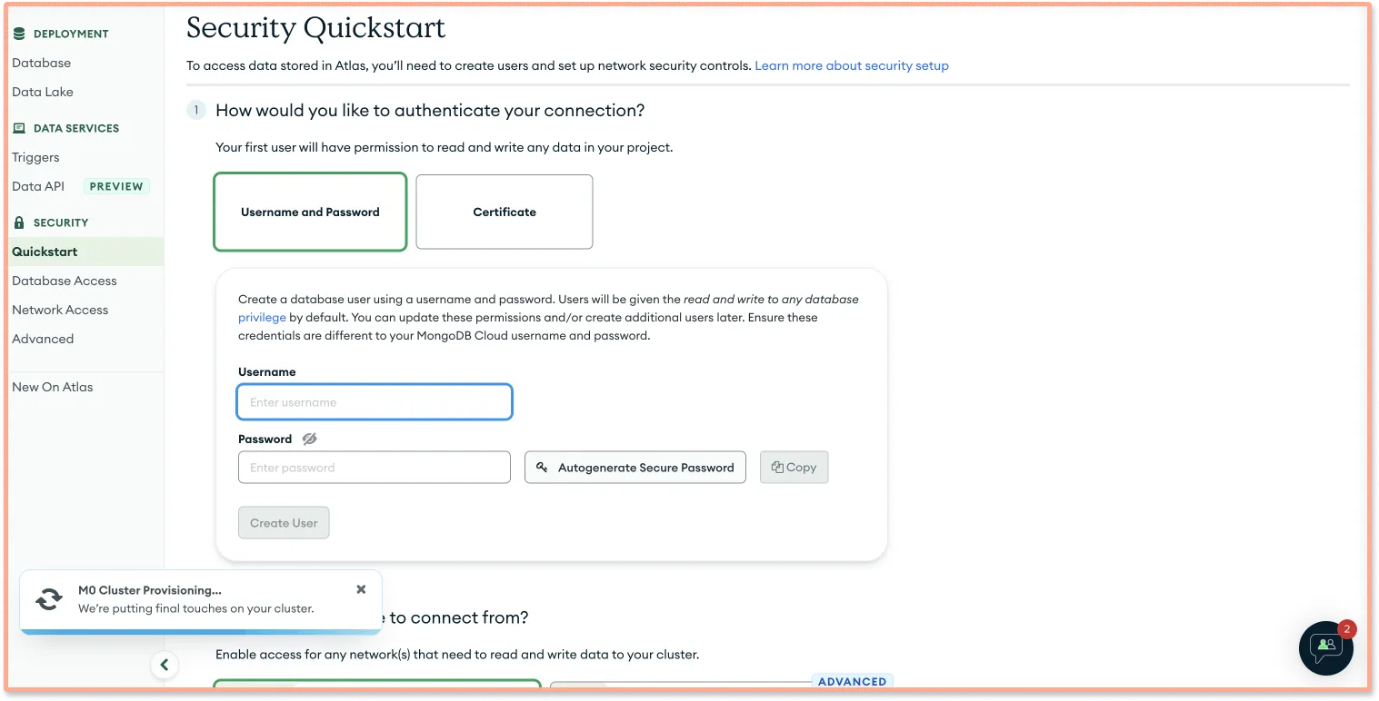 MongoDB creating user