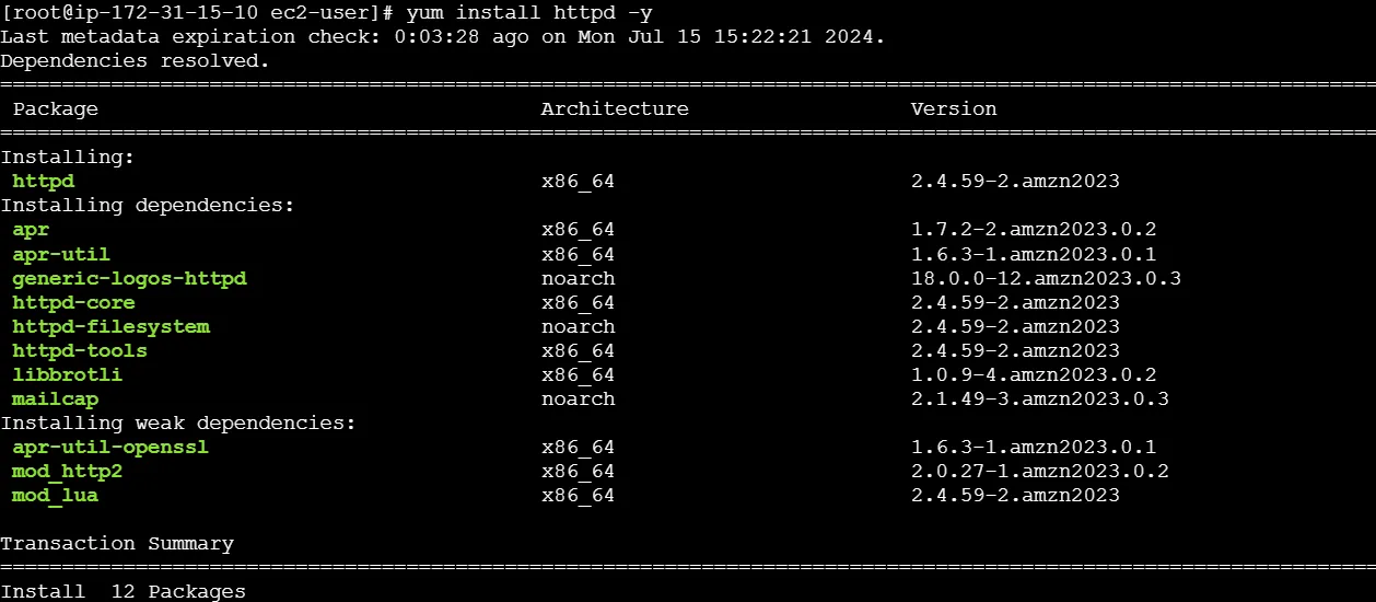 Installing Apache server