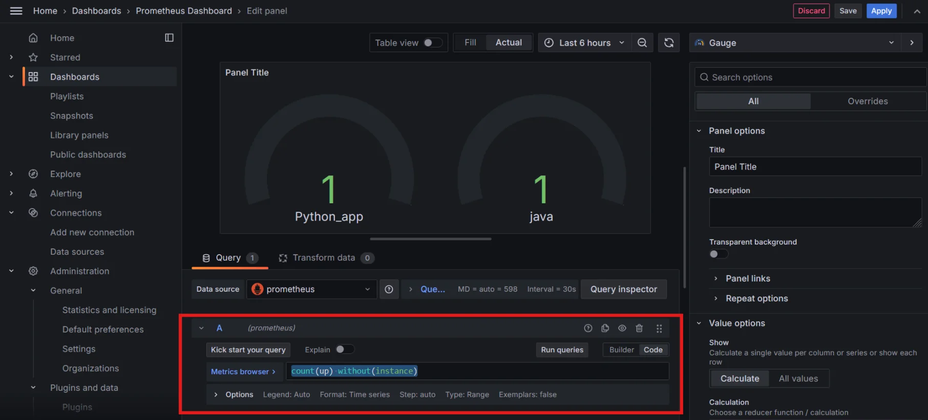 Query Editor in Grafana Panel